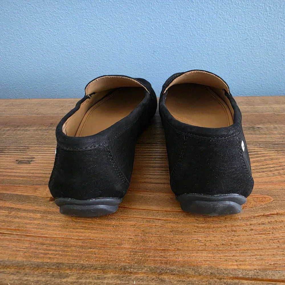 Hush Puppies Womens Ozzie Loafer‎ Black Nubuck Leather Flats Size 9.5M